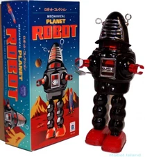 PLANET ROBOT TIN WIND UP ROBBY THE ROBOT BLACK FORBIDDEN PLANET SPACE TOY