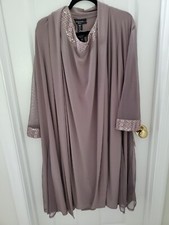 R M Richards Women's 2 Piece TAUPE Sleeveless Dress and Jacket Set 16W NWT