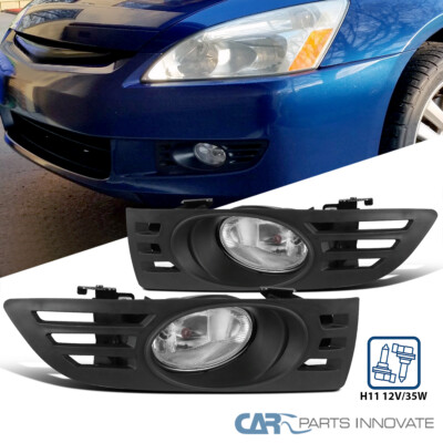 Fits 2003-2005 Honda Accord 2Dr Coupe Clear Fog Lights Driving Lamps Pair Switch