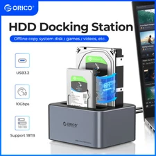 ORICO Hard Drive Docking Station Alu Dual Bay USB C to SATA 3.0 for 2.5/3.5 CL