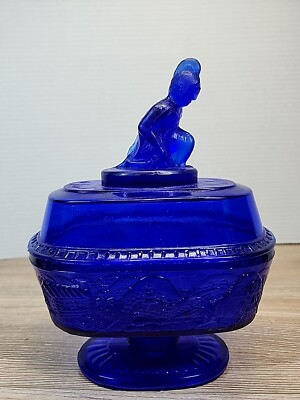 Westward Ho Tippecanoe Style Early American Pattern Glass Compote Dish Bison