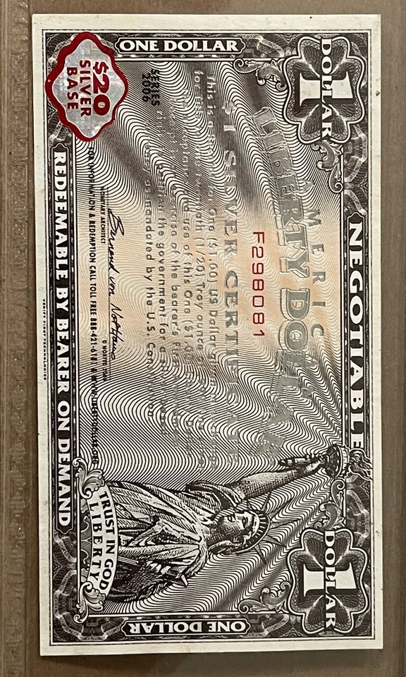 1/20 Oz Silver Liberty Currency Coeur D Alene , Idaho 2006 RARE - Image 2 of 4