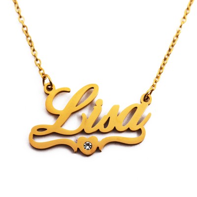 name gold necklace lisa 18ct plated shaped heart personalized rose
