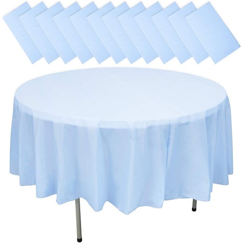 12Pack 84" Disposable Plastic Round Tablecloth Table Covers Party