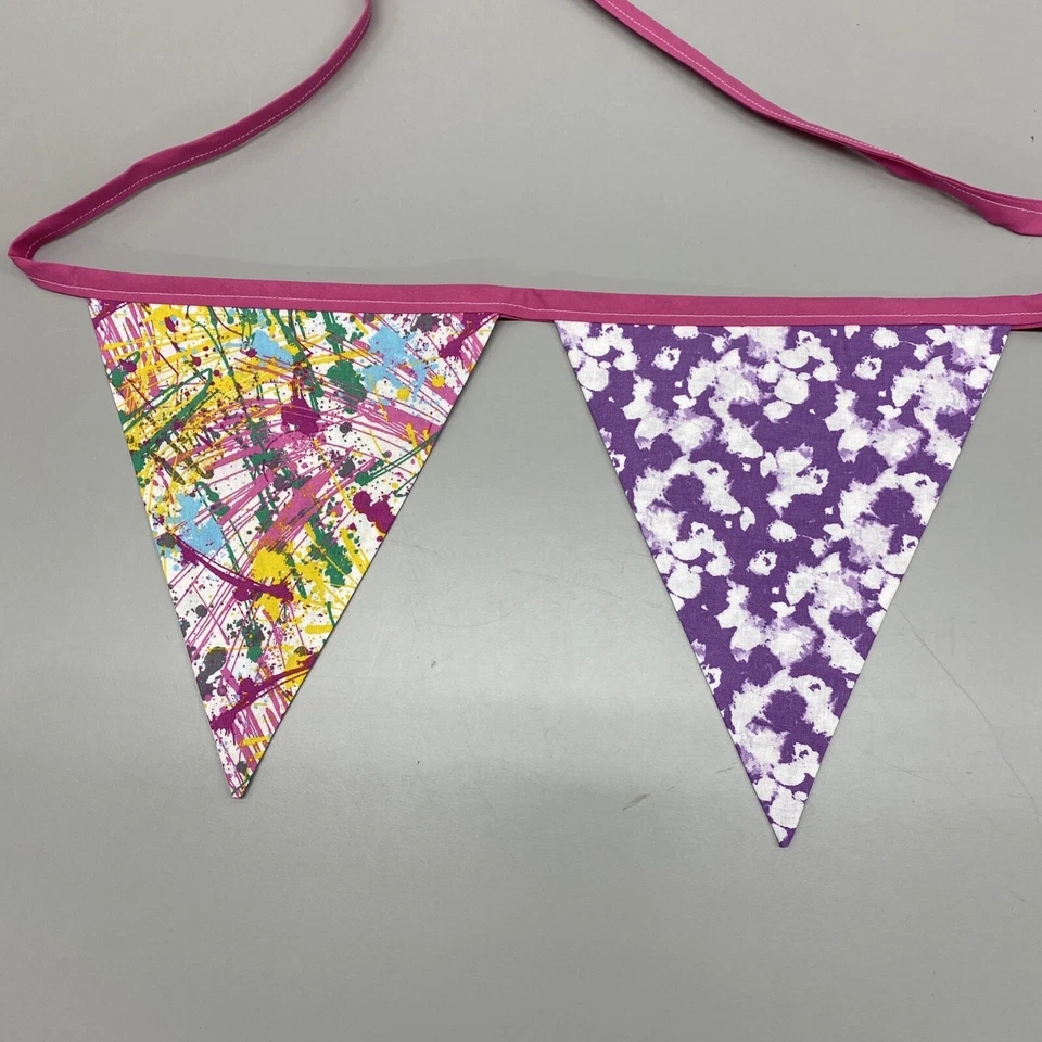 Banderín de tela casero pancarta decoración pintura salpicaduras diversión aprox. 90" Foto 2 de 4