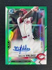 Malvin Valdez 2021 1st Bowman Chrome #CPA-MV TRUE GREEN Refractor AUTO SP SN /99