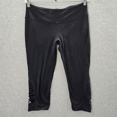 Athleta Women Activewear Pants Large Black Mind Over Mat Capri Leggings Yoga