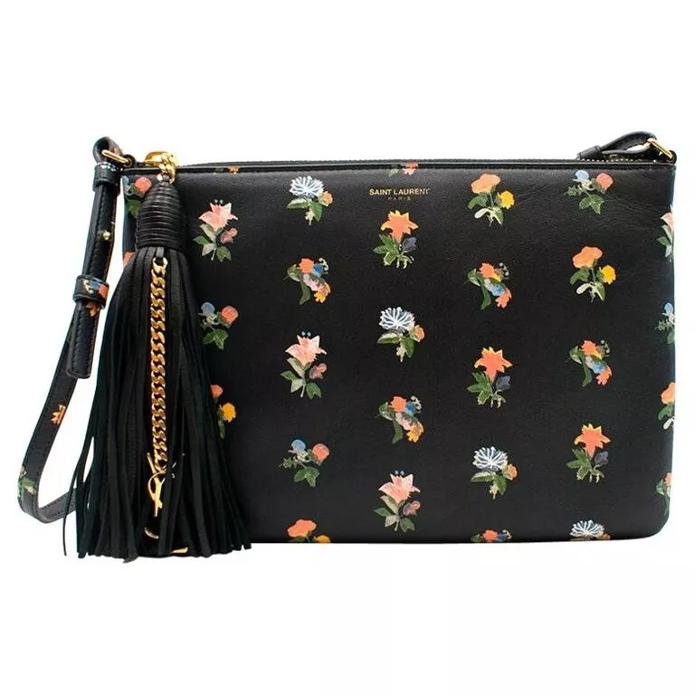 AUTH YSL Yves Saint Laurent Prairie Floral Crossbody Bag w/ Monogram Tassel  | eBay