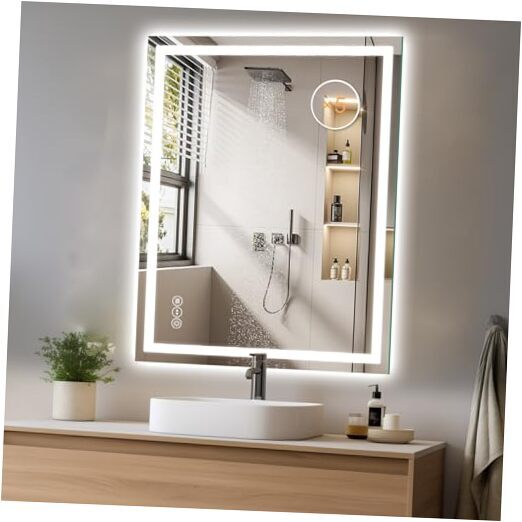 24x32 Inch Anti-Fog LED Illuminated Bathroom Mirror with Lights