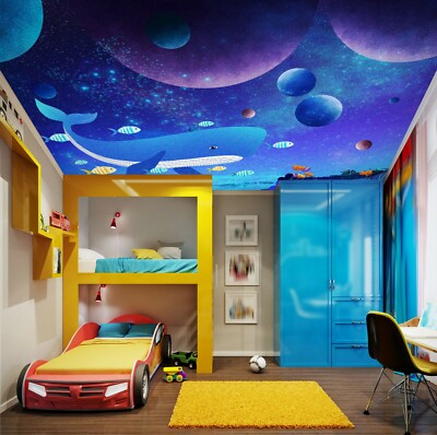 3D Planet Whale 693 WallPaper Murals Wall Print Decal Wall Deco AJ WALLPAPER Zoe
