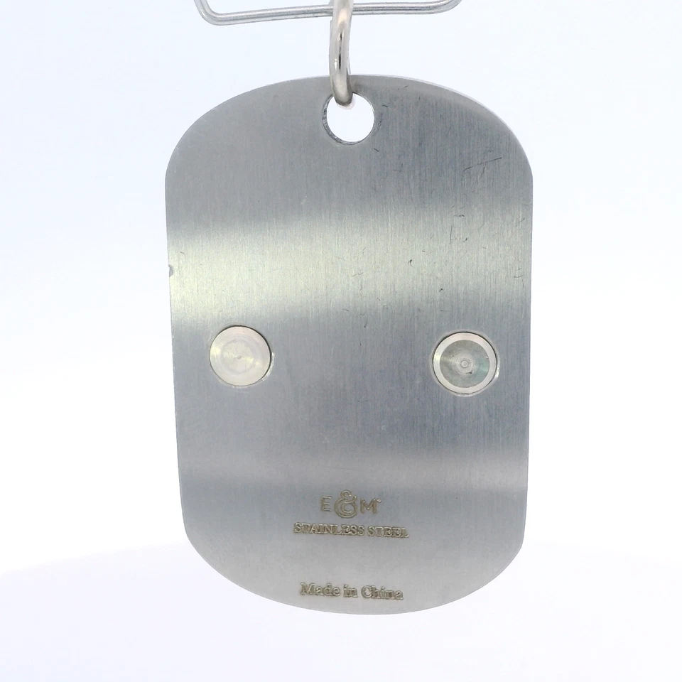 Colgante con etiqueta de perro "papá" de topacio azul cultivado en laboratorio de acero inoxidable Foto 4 de 4