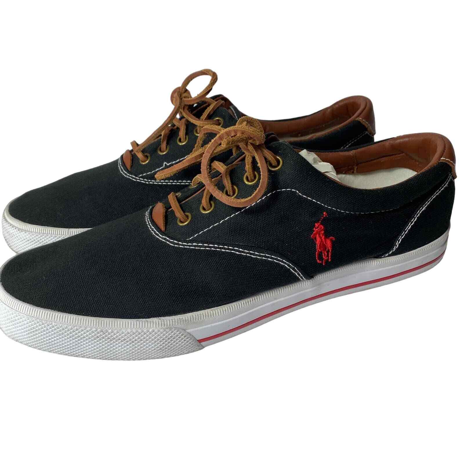 Scarpe da ginnastica pony Polo Ralph Lauren in tela nera taglia 13D 13 D