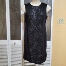 R M Richards Ladies Beautiful Black Sleeveless Midi Sheath SequinDress - Size 12