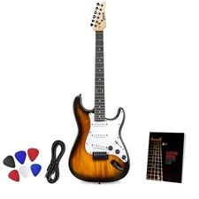 LyxPro CS Beginner 39” Electric Guitar & Electric Guitar Accessories, Sunburst
