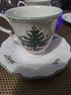 Nikko Happy Holidays Teacups & Saucers Set of 4 Footed VTG Christmas Tree Japan — photo 2