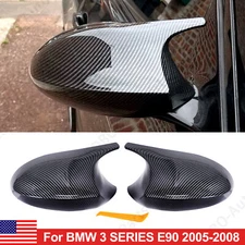 For BMW E90 E91 E92 E93 PRE-LCI Carbon Fiber Look M3 Style Side Mirror Cover Cap
