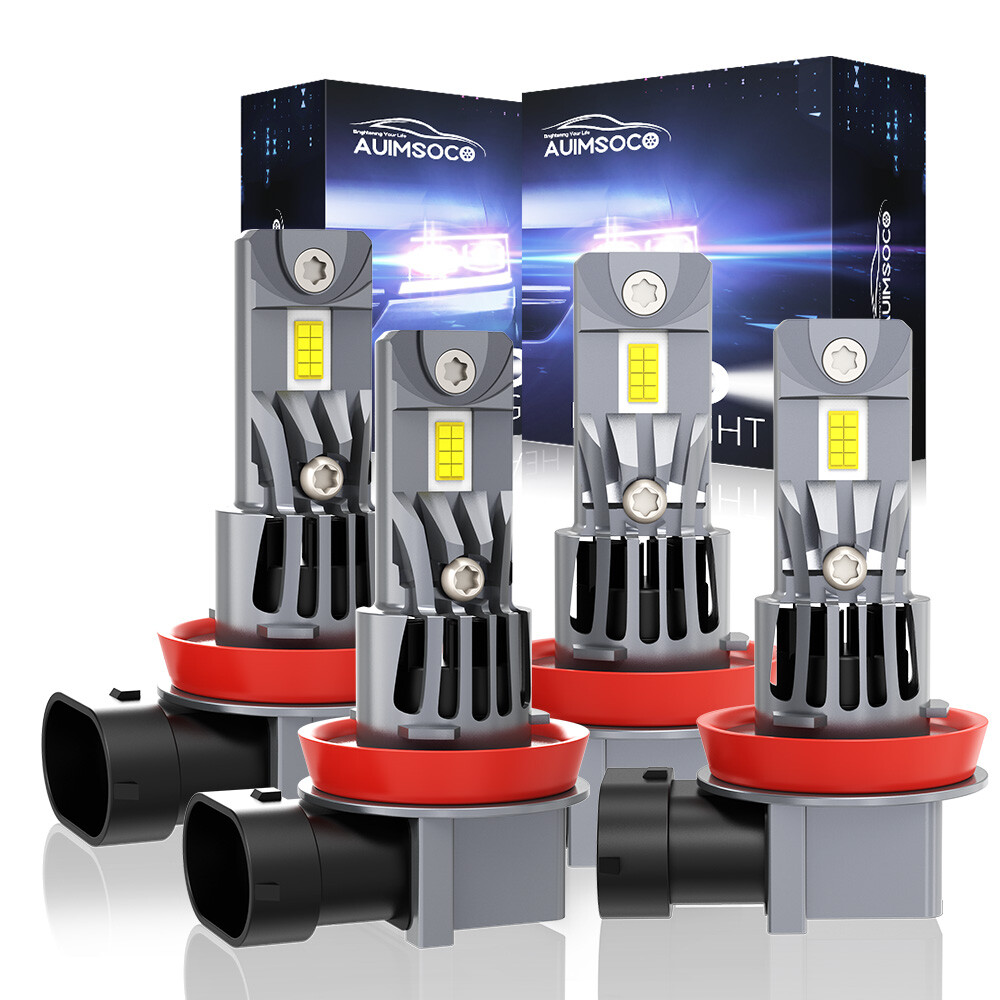 H11/H9 LED Headlight Bulbs – Super Bright 8000K White, 330,000LM Hi/Lo Beam Set