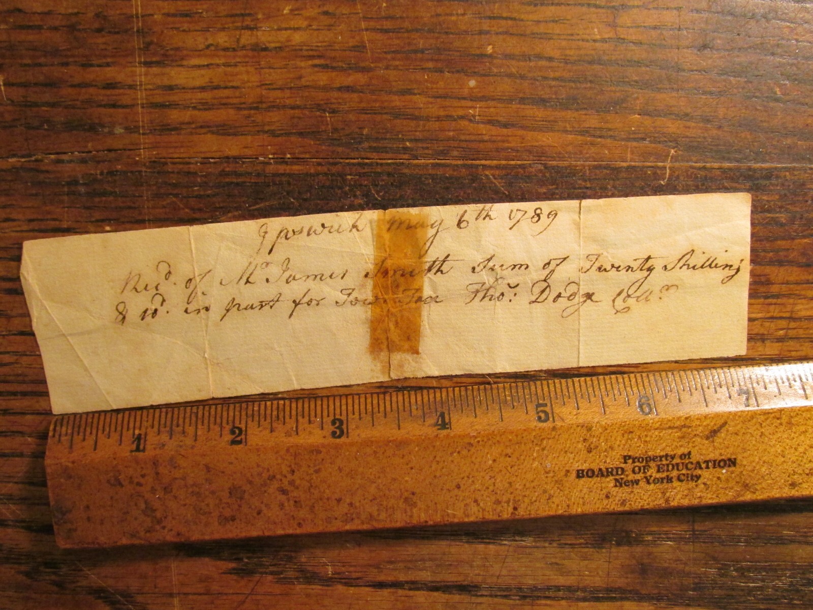 Antique Vintage Ephemera Receipt 1789 Ipswich MA Town Taxes 20