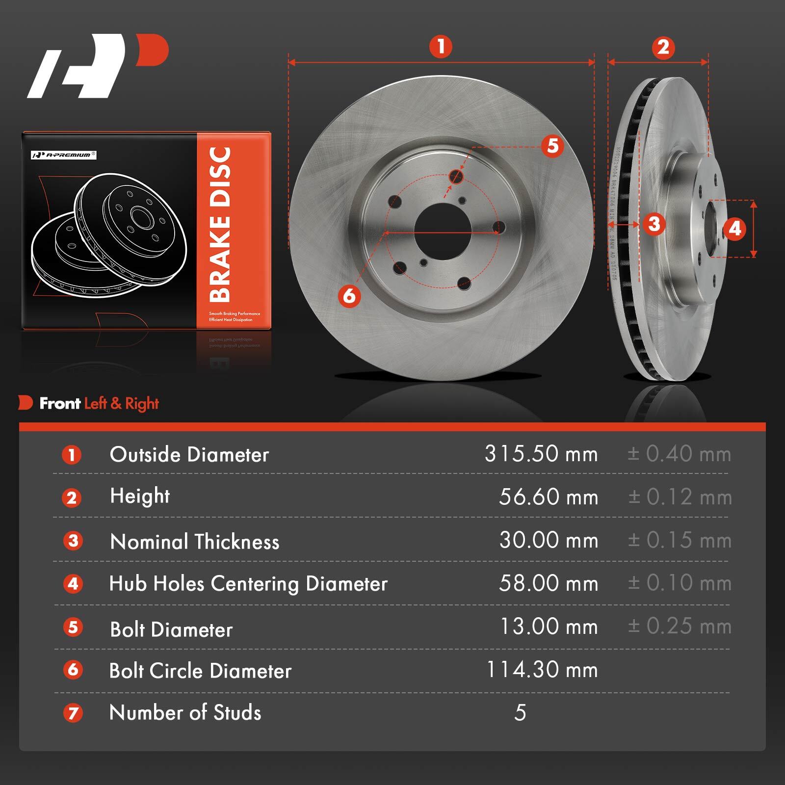 A-Premium Front Side Disc Brake Rotors for Subaru Outback 15-19 Legacy ...