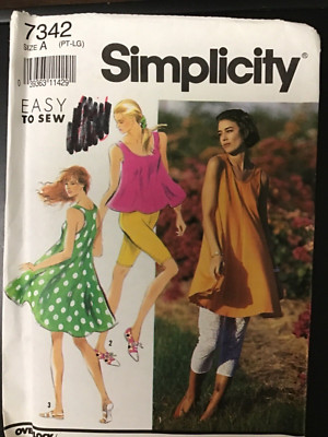 Vintage 1991 Simplicity 7342 Sewing Pattern Miss Leggings Dress Top PT LG