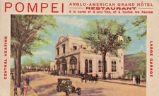 HOTEL Pompei Anglo American Grand Hotel Luggage Unused Label A11Kk