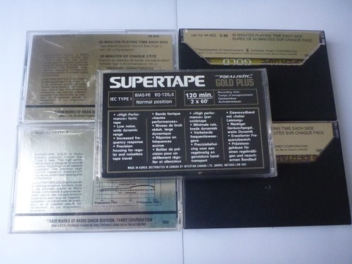 5 x REALISTIC SUPERTAPE GOLD BLANK audio CASSETTE TAPES (2 x C-90 and 3 x C-120) - Picture 2 of 4