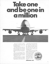 1970 Boeing 747 Super Jet Vintage Print Ad Be One In A Million