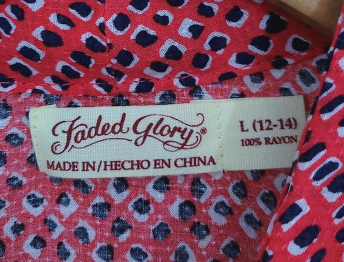 NWT - Faded Glory L/G (12-14) Cute Red Sheer Tie In Front Tank Top Sleeveless - Picture 4 of 5