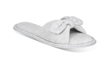  NWT Charter Club Women's Memory Foam Open Toe Bow Slippers in Gray Size M