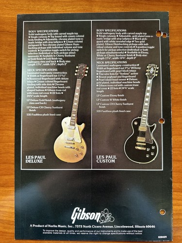 1975 Keith Richards Gibson Les Paul Series Brochure Catalog mint Condition - Picture 2 of 3