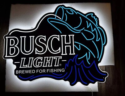 Bass Fish Brewed For Fishing Beer Lager 20'' Vivid LED Neon Sign Light Wall Decor
