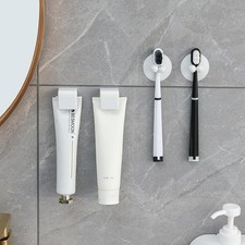 Toothbrush Holder Wall Mounted, 2pcs Suction Cup Toothbrush Holders and 2pcs ...