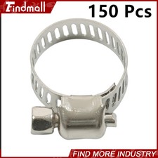 Findmall 150 Pack 1/2"-3/4" Adjustable Drive Hose Clamp Fuel Line Worm Clip