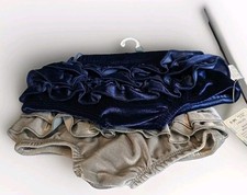 NWT Diaper Cover Infant Baby Girls Navy Blue  Grey Velvet Ruffled 2 Pc Set 0-3M