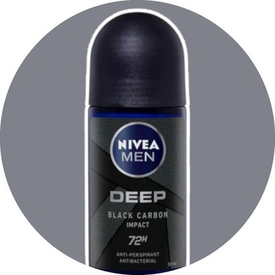 NIVEA DEEP BLACK CARBON MEN BEAT ROLLON 50ML 2 PACK