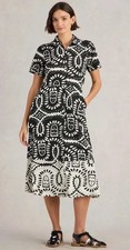 White Stuff Rua Abstract Organic Cotton Blend Shirt Midi Dress Size 12 RRP £65