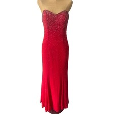 VTG y2k Tiffany Designs Silk Beaded Gown Size 6 Red Strapless Prom formal Dress