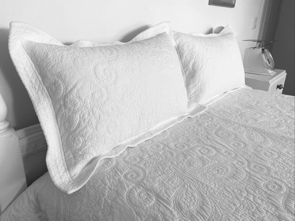 Morgan & Finch King / Queen White Floral Paisley Quilted Coverlet Comforter Set - image 4 of 4