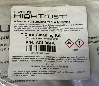 (10 Pack) EVOLIS HIGHTRUST Printer T Card Cleaning Kit Pre Saturated ACL004A