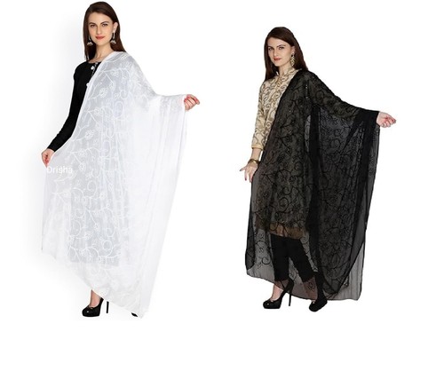 Handmade Plain Chiffon Dupatta – Lightweight Long Chunni Scarf For Daily Use (Multicolor)