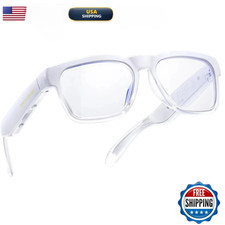 White OhO Smart Glasses,Safety Glasses w Bluetooth Speaker,Indoor/Outdoor UV Pro