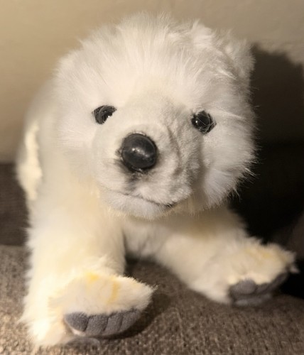 Hansa Walking Polar Bear Cub Plush Realistic White Stuffed Animal Soft Toy 14”