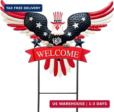 4th of July Decorations Outdoor,37.5" Americana Eagle Metal Decorative Garden St
