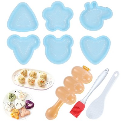 GCRQ Onigiri Mold, 9 Pcs Triangle Rice Ball Mold Sushi Maker Kit 9 Pcs, Blue