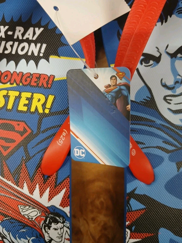 Superman Flip Flops New With Tags Men's Size 12 Blue And Red - Image 3 of 4