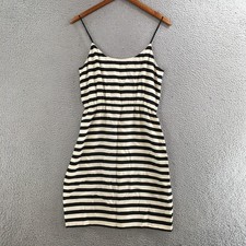 J.Crew Mini Dress Womens 6 Sleeveless Scoop Neck Back Zip Striped Black White