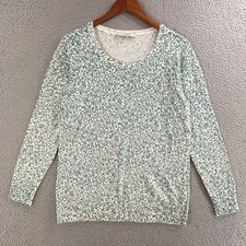LOFT Sweater Womens M Pullover Crewneck Floral Knit Long Sleeve Multicolor