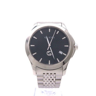 GUCCI G-Timeless Watch YA1264106 Black Dial Diamante Pattern 38mm Quartz Mint