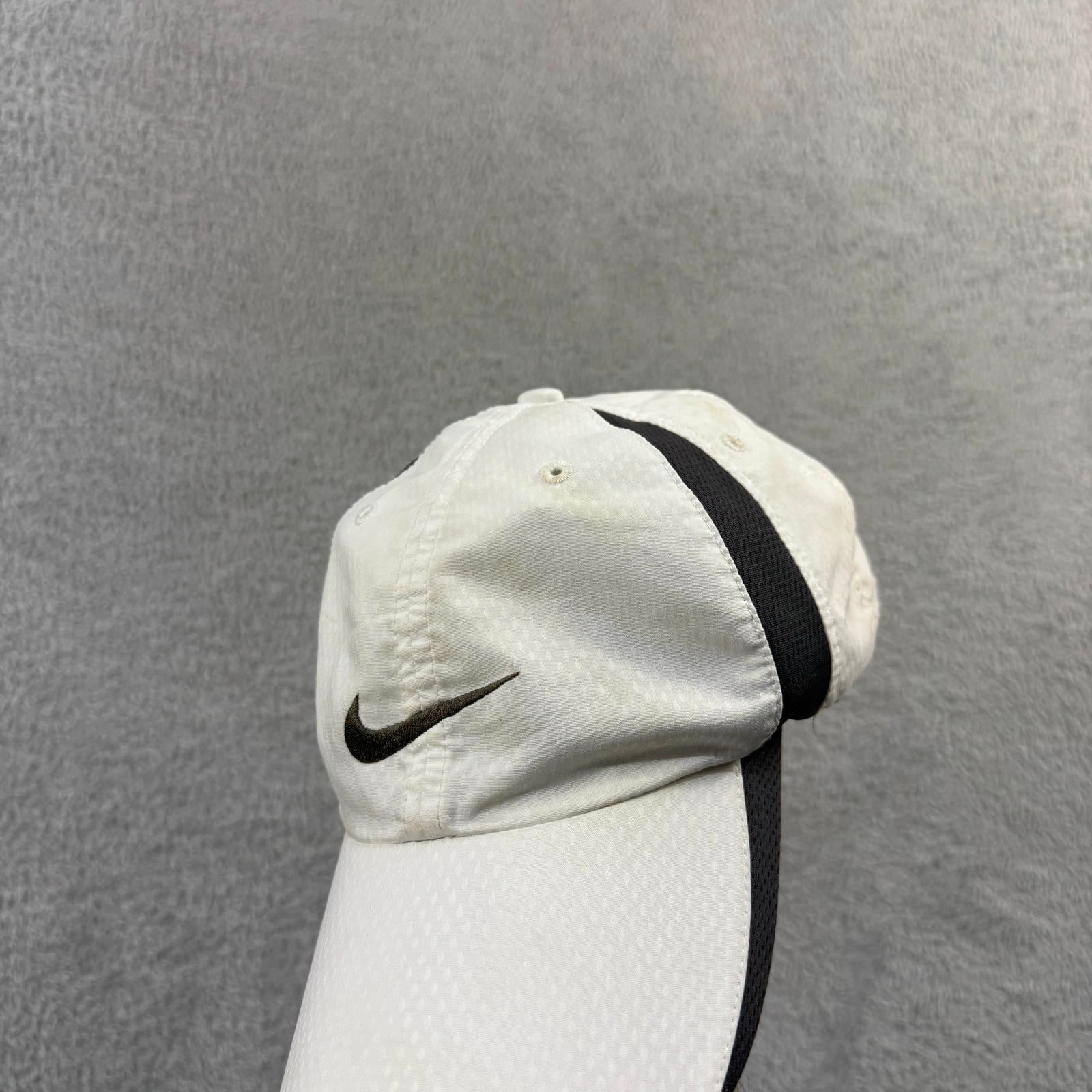 VTG Nike Golf 2000's Y2K White Black Stripe Unstructured Adjustable Baseball Cap image 6