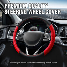Genuine Leather Car Steering Wheel Cover Anti-slip For 1538 Cm Blackred Genuine Leather Car Steering Wheel Cover Anti-slip For 1538 Cm Blackred